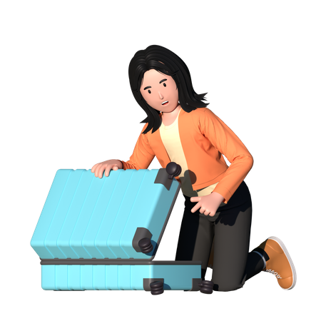 Woman preparing for travel 3D Illustration