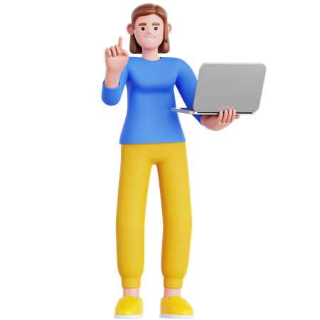 Woman Presentation with Laptop  3D Illustration