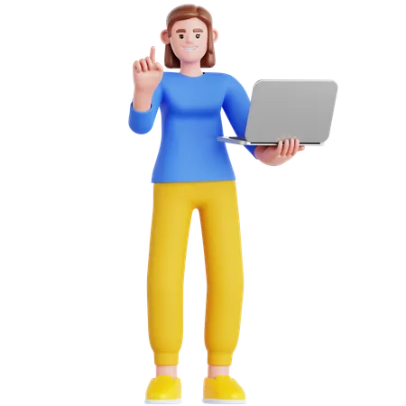 Woman Presentation with Laptop  3D Illustration