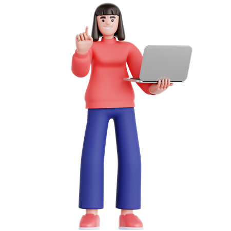 Woman Presentation with Laptop  3D Illustration