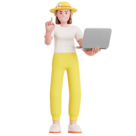 Woman Presentation with Laptop  3D Illustration