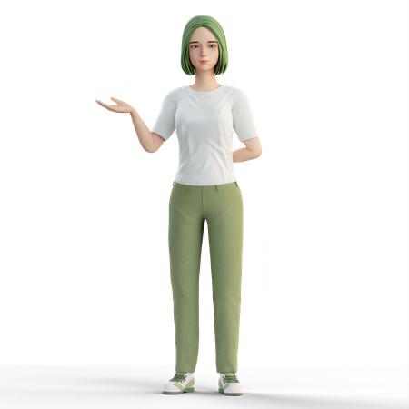 Woman presenting at right side  3D Icon