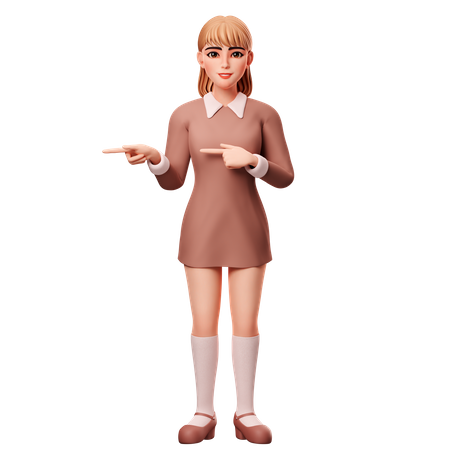 Woman Presenting Left Side  3D Illustration