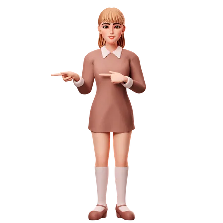 Woman Presenting Left Side  3D Illustration