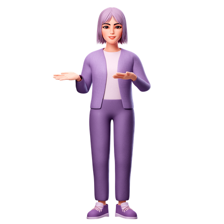 Woman Presenting Left Side  3D Illustration