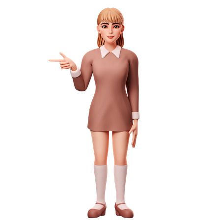 Woman Presenting Left Side  3D Illustration