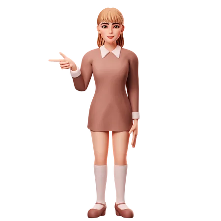 Woman Presenting Left Side  3D Illustration