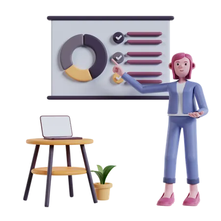 Woman presenting marketing data  3D Illustration