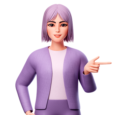 Woman Presenting Right Side  3D Illustration