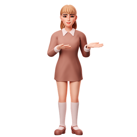 Woman Presenting Right Side  3D Illustration