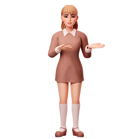 Woman Presenting Right Side  3D Illustration