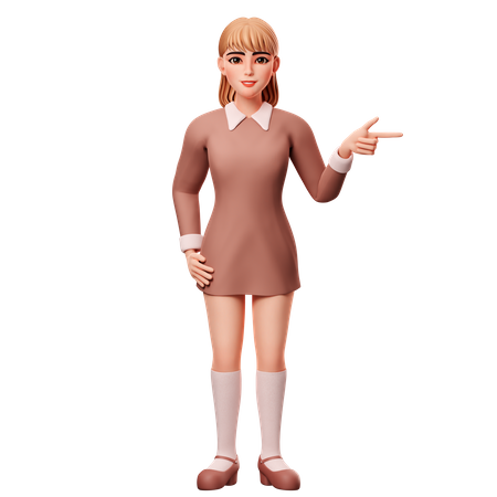 Woman Presenting Right Side  3D Illustration