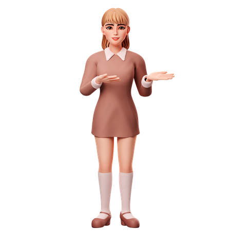 Woman Presenting Right Side 3D Illustration