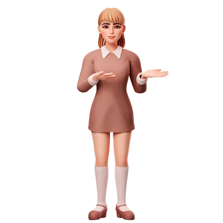 Woman Presenting Right Side 3D Illustration