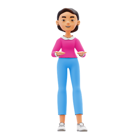 Woman presenting something  3D Icon