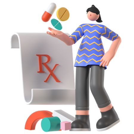 Woman purchasing medicines from Pharmacy store  3D Icon