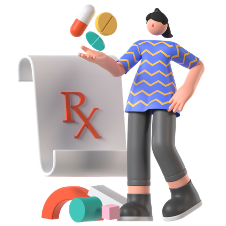 Woman purchasing medicines from Pharmacy store  3D Illustration