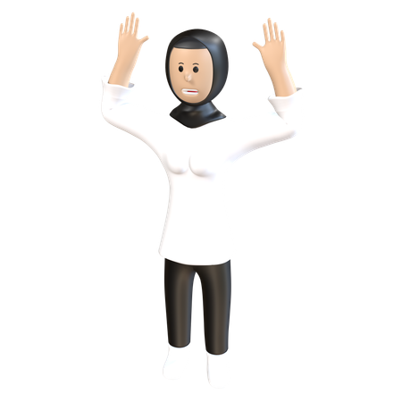 Woman Raise Hand  3D Illustration