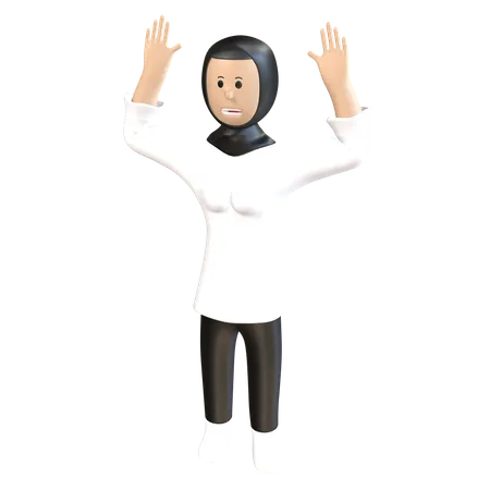 Woman Raise Hand  3D Illustration