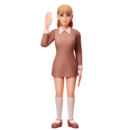 Woman Raise Right Hand  3D Illustration