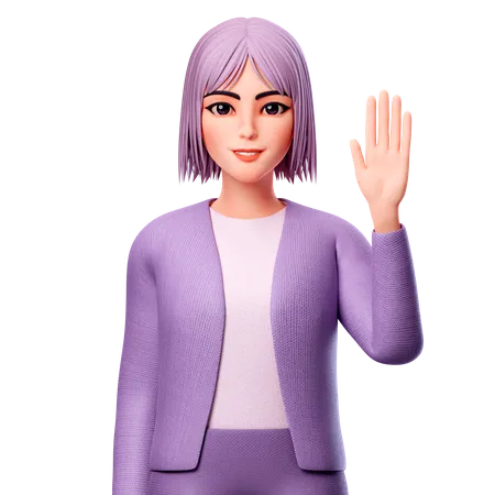 Woman Raise Right Hand  3D Illustration