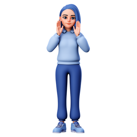 Woman raising both hand  3D Icon