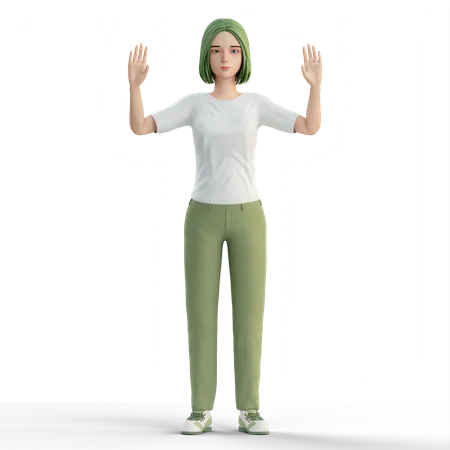 Woman raising both hands  3D Illustration