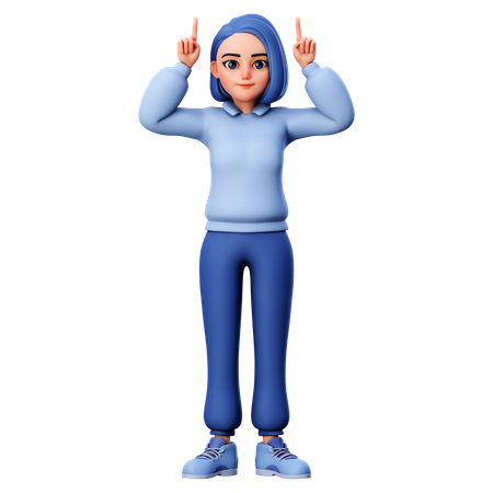 Woman raising both hands finger  3D Icon