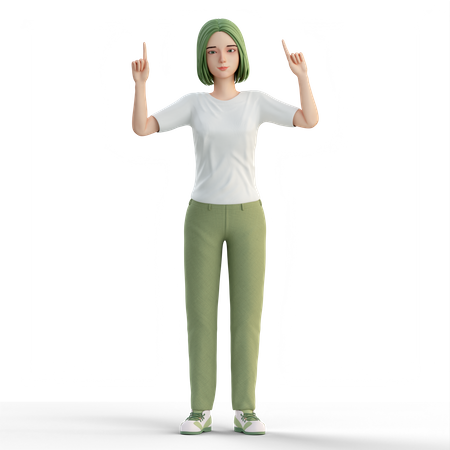 Woman raising both hands finger  3D Illustration