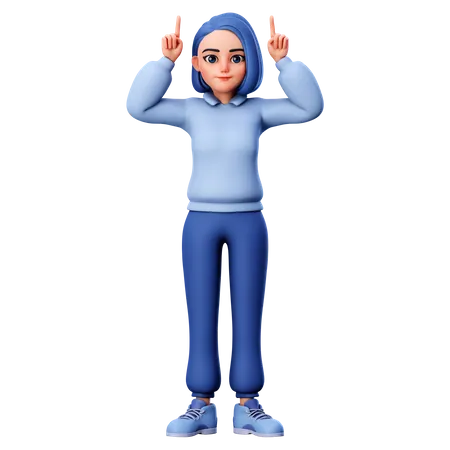 Woman raising both hands finger  3D Illustration