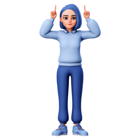 Woman raising both hands finger  3D Illustration