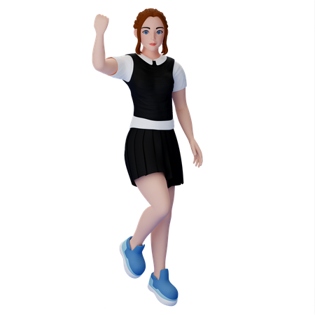 Woman Raising Hand  3D Illustration