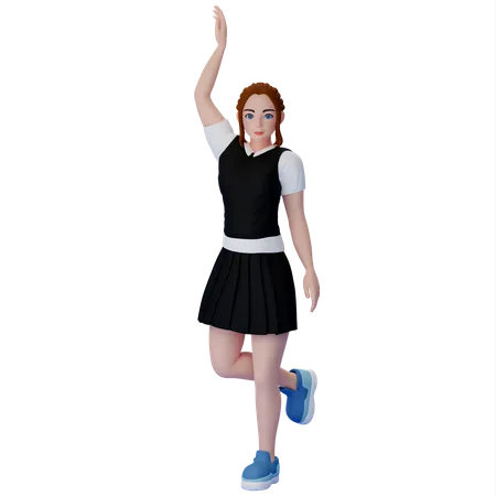 Woman Raising Hand  3D Illustration