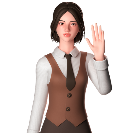 Woman Raising Hands Upwards  3D Illustration