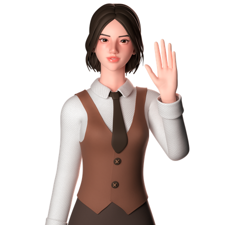 Woman Raising Hands Upwards  3D Icon
