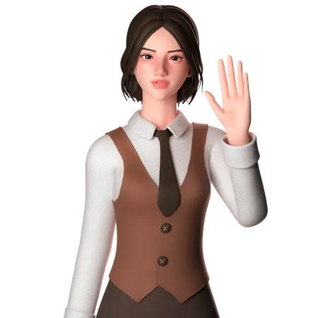 Woman Raising Hands Upwards  3D Illustration