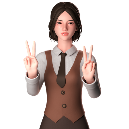 Woman Raising Her Finger Upwards  3D Icon