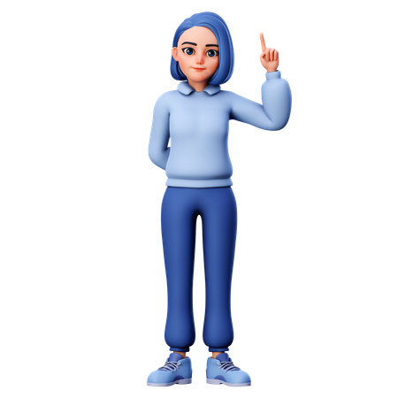Woman raising one finger  3D Icon