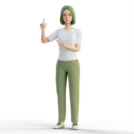 Woman raising one finger  3D Illustration