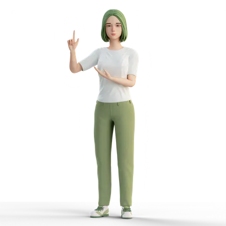 Woman raising one finger  3D Illustration