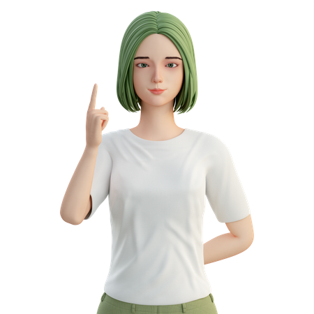 Woman raising one finger  3D Illustration