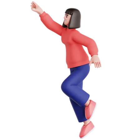 Woman Reaching Something  3D Illustration