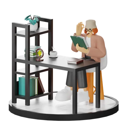 Woman Reading Book  3D Illustration