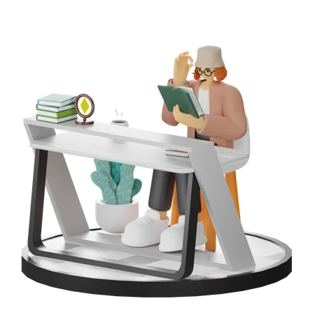 Woman Reading Book  3D Illustration