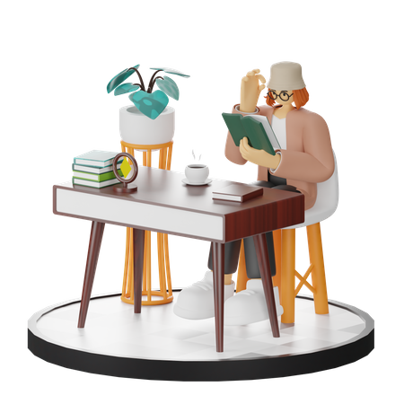 Woman Reading Book  3D Illustration