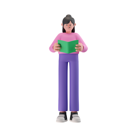 Woman reading book  3D Illustration