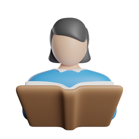 Woman Reading Book  3D Icon