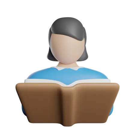 Woman Reading Book 3D Icon