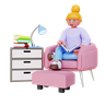 woman reading book 3d images