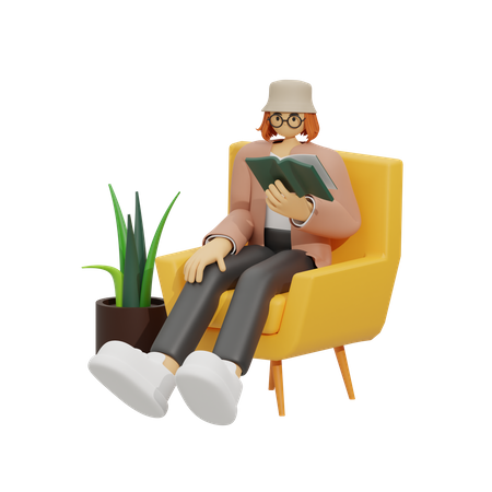 Woman Reading Environment Book  3D Icon